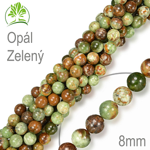 Korálky z minerálů Opál Green přírodní polodrahokam. Velikost pr.8mm. Balení 10Ks.