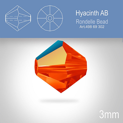 PRECIOSA Bicone (sluníčko) velikost 3mm. Barva HYACINTH Aurore Boreale. Balení 40ks