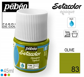 Barva na Textil SETACOLOR OPAQUE Pebeo. barva č. 83 OLIVE. Balení 45ml.