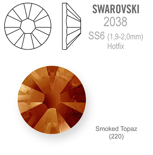 SWAROVSKI xilion rose HOT-FIX velikost SS6 barva SMOKED TOPAZ 