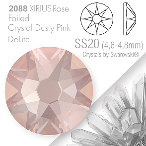 SWAROVSKI  XIRIUS Rose 2088 Foiled. Barva Crystal Dusty Pink DeLite velikost SS20 (4,6-4,8mm). Balení 15Ks.