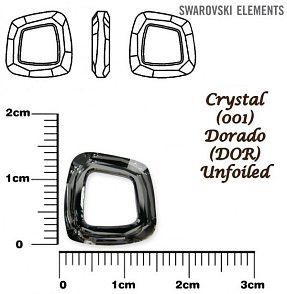 SWAROVSKI ELEMENTS Cosmic Square Ring barva CRYSTAL (001) DORADO (DOR) Unfoiled velikost 14mm.