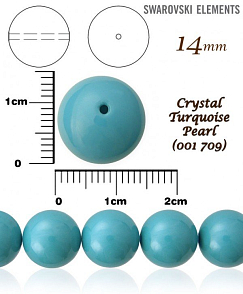 SWAROVSKI 5810 Voskované Perle barva CRYSTAL TURQUOISE PEARL velikost 14mm. 