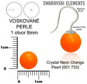 SWAROVSKI 5818 Voskované Perle 1otvor barva CRYSTAL NEON ORANGE PEARL velikost 8mm. 
