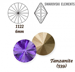 SWAROVSKI ELEMENTS RIVOLI 1122 SS29 barva TANZANITE (539) velikost 6mm.