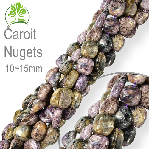 Korálky z minerálů Nugets velikost 6-12mm Čaroit  Balení 40cm.