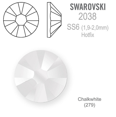 SWAROVSKI xilion rose HOT-FIX velikost SS6 barva CHALKWHITE