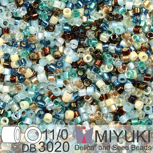 Korálky Miyuki Delica 11/0. Barva Surf and Sand  Mix DB3020. Balení 5g.