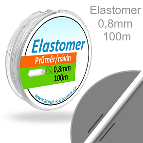 ELASTOMER (pruženka) pružná syntetická nit pr. 0,8mm.  Barva Čirá. Balení 100m