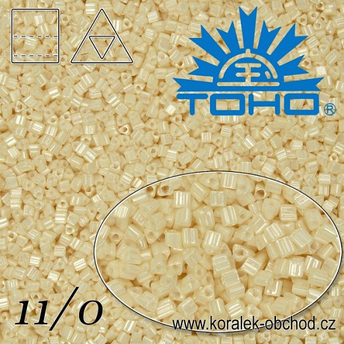 Korálky TOHO tvar TRIANGLE (trojúhelníkové). Velikost 11/0. Barva č. 123-Opaque-Lustered Lt. Beige  . Balení 10g.