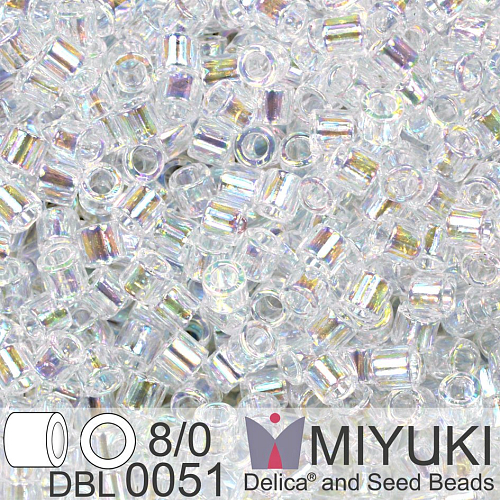 Korálky Miyuki Delica 8/0. Barva Crystal AB DBL0051. Balení 5g.