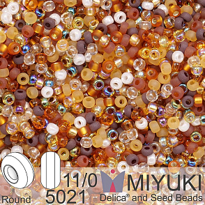 Korálky Miyuki Round 11/0. Barva Golden Grains Mix 5021. Balení 5g.
