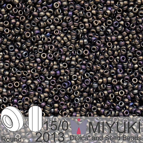 Korálky Miyuki Round 15/0. Barva 2013 Matte Met Dk Olive Iris. Balení 5g
