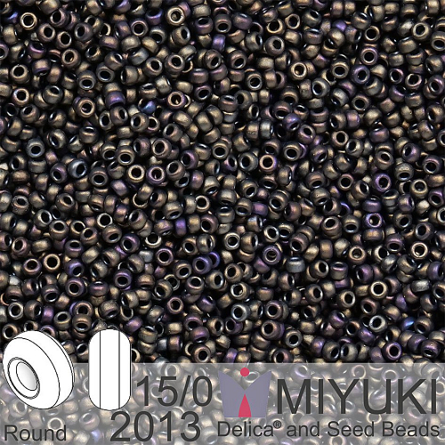 Korálky Miyuki Round 15/0. Barva 2013 Matte Met Dk Olive Iris. Balení 5g