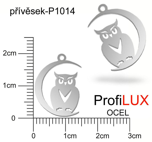 Přívěsek Chirurgická Ocel ozn-P1014 SOVA na měsíci velikost 19x14mm. Řada přívěsků ProfiLUX