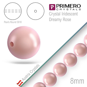 Korálky PRIMERO Crystals 5810. Barva Crystal Iridescent Dreamy Rose. Velikost 8mm