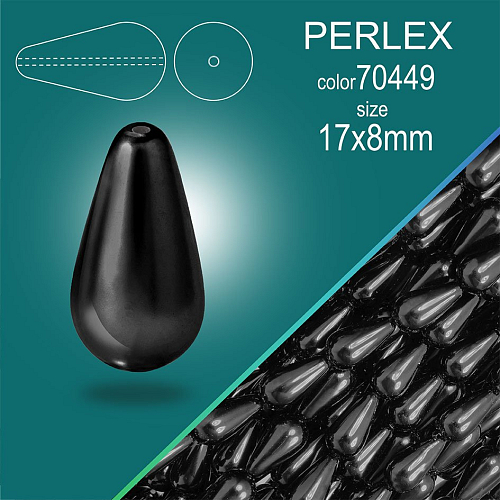 Voskované korálky PERLEX tvar Kapka velikost 17x8mm balení 10ks. Color 70449 Černá