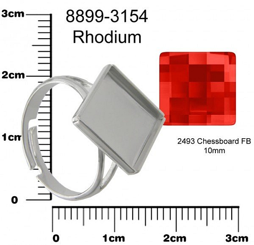 PRSTEN na SWAROVSKI Chessboard FB 10mm . Barva rhodium. Ozn-8899-3154. 