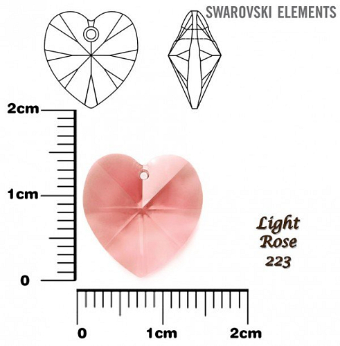 SWAROVSKI Heart Pendant barva LIGHT ROSE velikost 14,4x14mm.