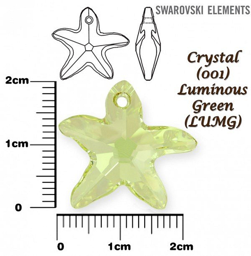 SWAROVSKI Starfish Pendant barva CRYSTAL LUMINOUS GREEN velikost 20mm.