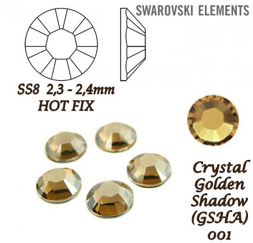 SWAROVSKI xilion rose HOT-FIX velikost SS8 barva CRYSTAL GOLDEN SHADOW 