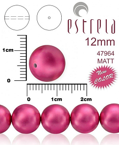 VOSKOVANÉ korále tvar kulatý. Velikost 12mm. Barva 47964 MATT (matná purpurová). Balení 8ks na návleku. 