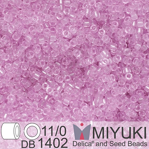 Korálky Miyuki Delica 11/0. Barva Transparent Pale Rose DB1402. Balení 5g.