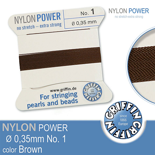 NYLON Power velmi pevná nit GRIFFIN síla nitě 0,35mm Barva Brown