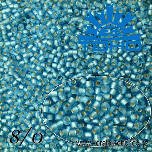 Korálky TOHO tvar ROUND (kulaté). Velikost 8/0. Barva č. 23F-Silver-Lined Frosted Crystal . Balení 10g.