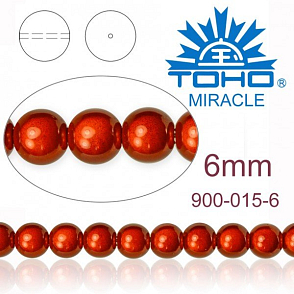 MIRACLE beads original Japan. Velikost 6mm. Barva 015 ORANGE. 
