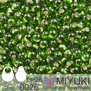 Korálky Miyuki Drop 2,8mm. Barva 0026 S/L Olive. Balení 5g