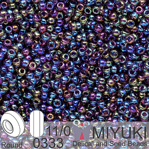 Korálky Miyuki Round 11/0. Barva 0333 Amethyst AB. Balení 5g.