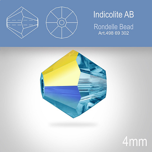 PRECIOSA Bicone MC BEAD (sluníčko) velikost 4mm. Barva INDICOLITE Aurore Boreale. Balení 30ks .