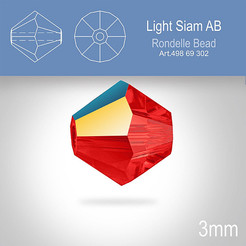 PRECIOSA Bicone (sluníčko) velikost 3mm. Barva LIGHT SIAM AB. Balení 40ks