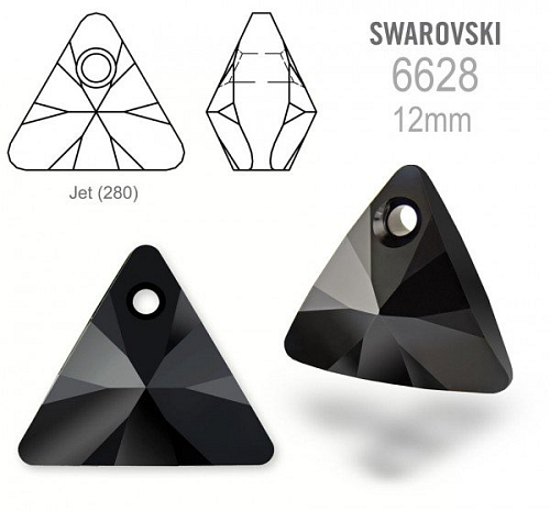 Swarovski 6628 XILION Triangle Pendant 12mm. Barva Jet (280).