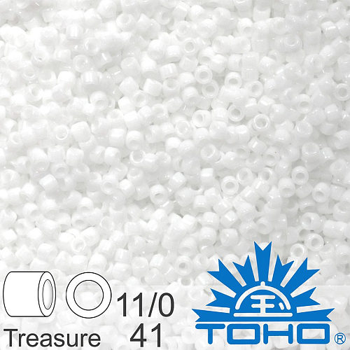 Korálky TOHO tvar TREASURE (válcové). Velikost 11/0. Barva č. 41-Opaque White . Balení 5g.