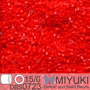 Korálky Miyuki Delica 15/0. Barva DBS 0723 Opaque Red. Balení 2g.