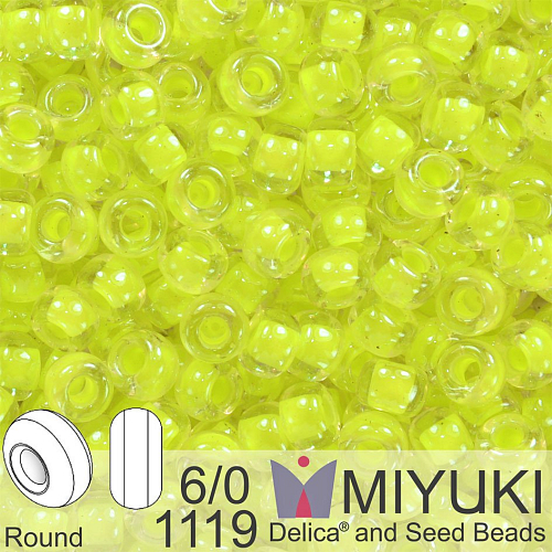 Korálky Miyuki Round 6/0. Barva 1119 Luminous Lime Aid. Balení 5g