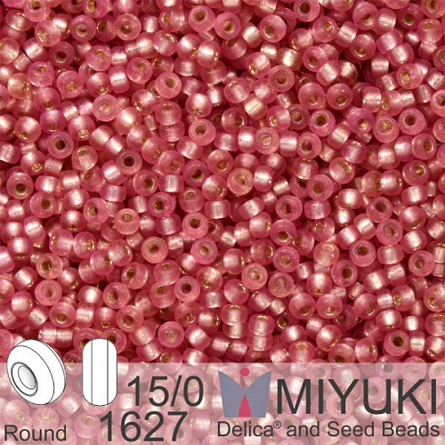 Korálky Miyuki Round 15/0. Barva 1627 Dyed SF S/L Lt Cranberry. Balení 5g.