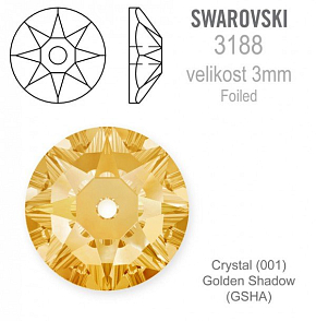 Swarovski 3188 XIRIUS Lochrose našívací kameny velikost pr.3mm barva Crystal Golden Shadow 