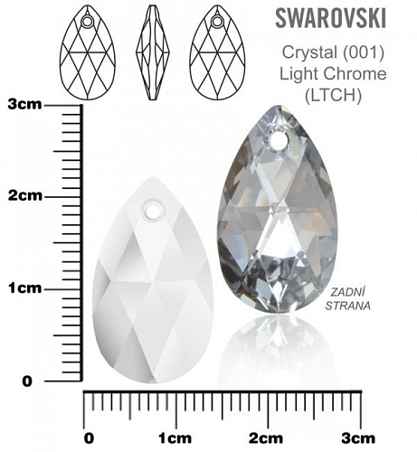 SWAROVSKI  Pear-Shaped 6106 barva Crystal Light Chrome velikost 22mm.