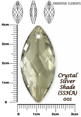 SWAROVSKI Navette Pendant barva SILVER SHADE velikost 40x18mm.