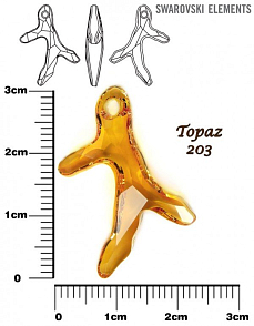 SWAROVSKI Coral 6790 Pendant barva TOPAZ velikost 30mm.