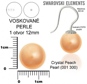 SWAROVSKI 5818 Voskované Perle 1otvor barva CRYSTAL PEACH PEARL velikost 12mm.