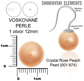 SWAROVSKI 5818 Voskované Perle 1otvor barva CRYSTAL ROSE PEACH PEARL velikost 12mm.