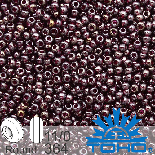 Korálky TOHO tvar ROUND (kulaté). Velikost 11/0. Barva č. 364 Inside-Color Lustered Grape. Balení 8g.