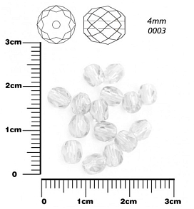 Skleněné korálky broušené transparentn 0003  o průměru 4 mm - 10 g cc a 120ks