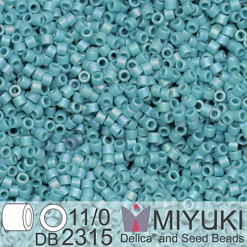 Korálky Miyuki Delica 11/0. Barva Matte Opaque Glazed Nile Blue AB DB2315. Balení 5g