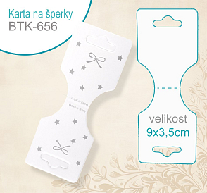 KARTA na šperky BTK 656. Velikost karty 9x3,5cm. Materiál PAPÍR.