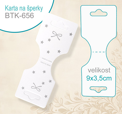 KARTA na šperky BTK 656. Velikost karty 9x3,5cm. Materiál PAPÍR.